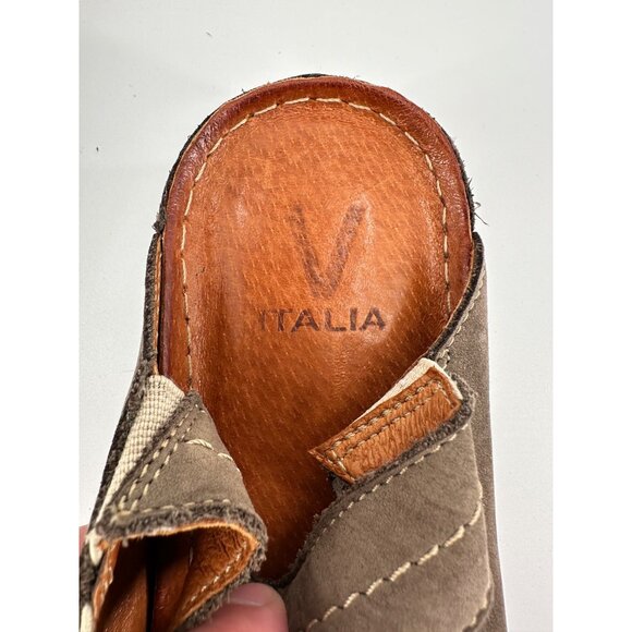 V Italia Leather Slingback Shoe Women 40 (9) Taupe Nubuck Shock Absorber Comfort - Picture 6 of 10